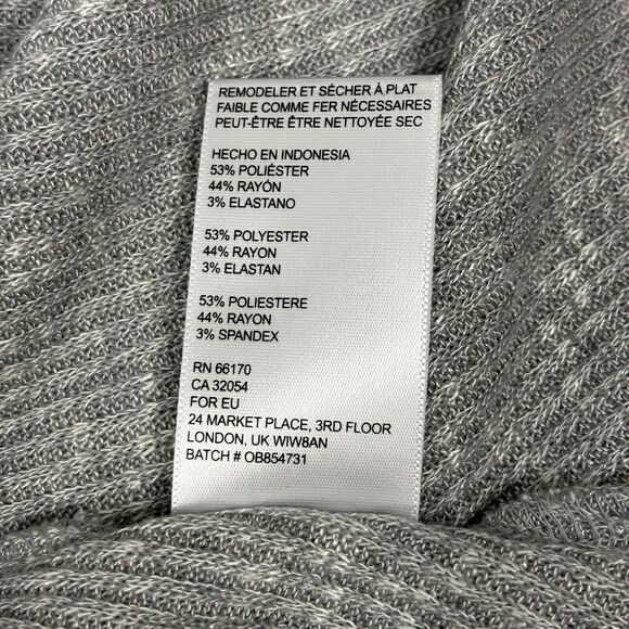 URBAN OUTFITTERS Ribbed Soft Surplice Faux Wrap Dress Womens XL Gray Long Sleeve - Picture 14 of 16